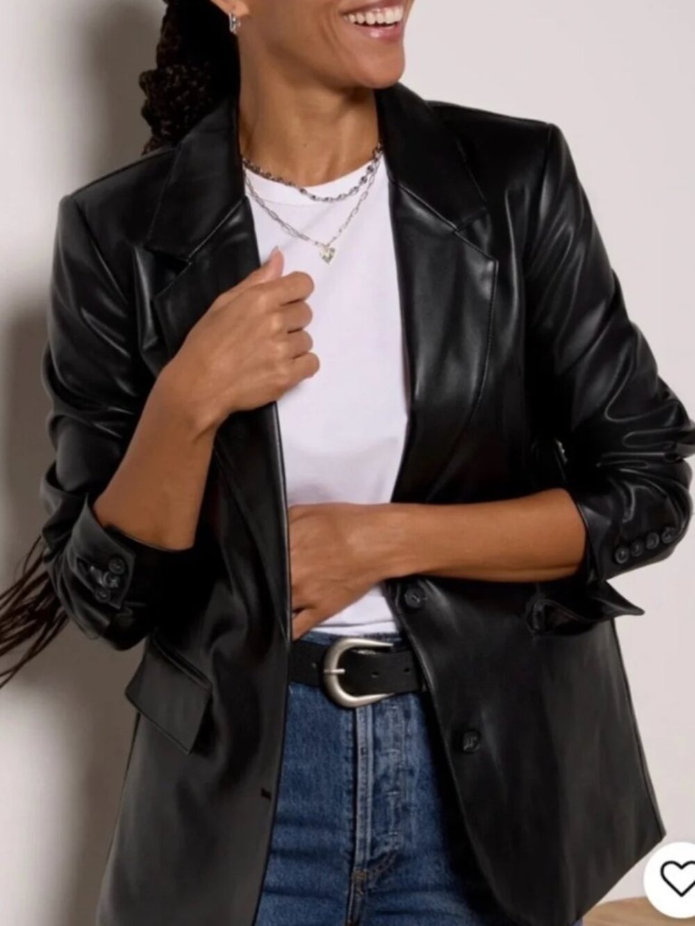 Evereve Brooks Faux Leather Blazer Size M